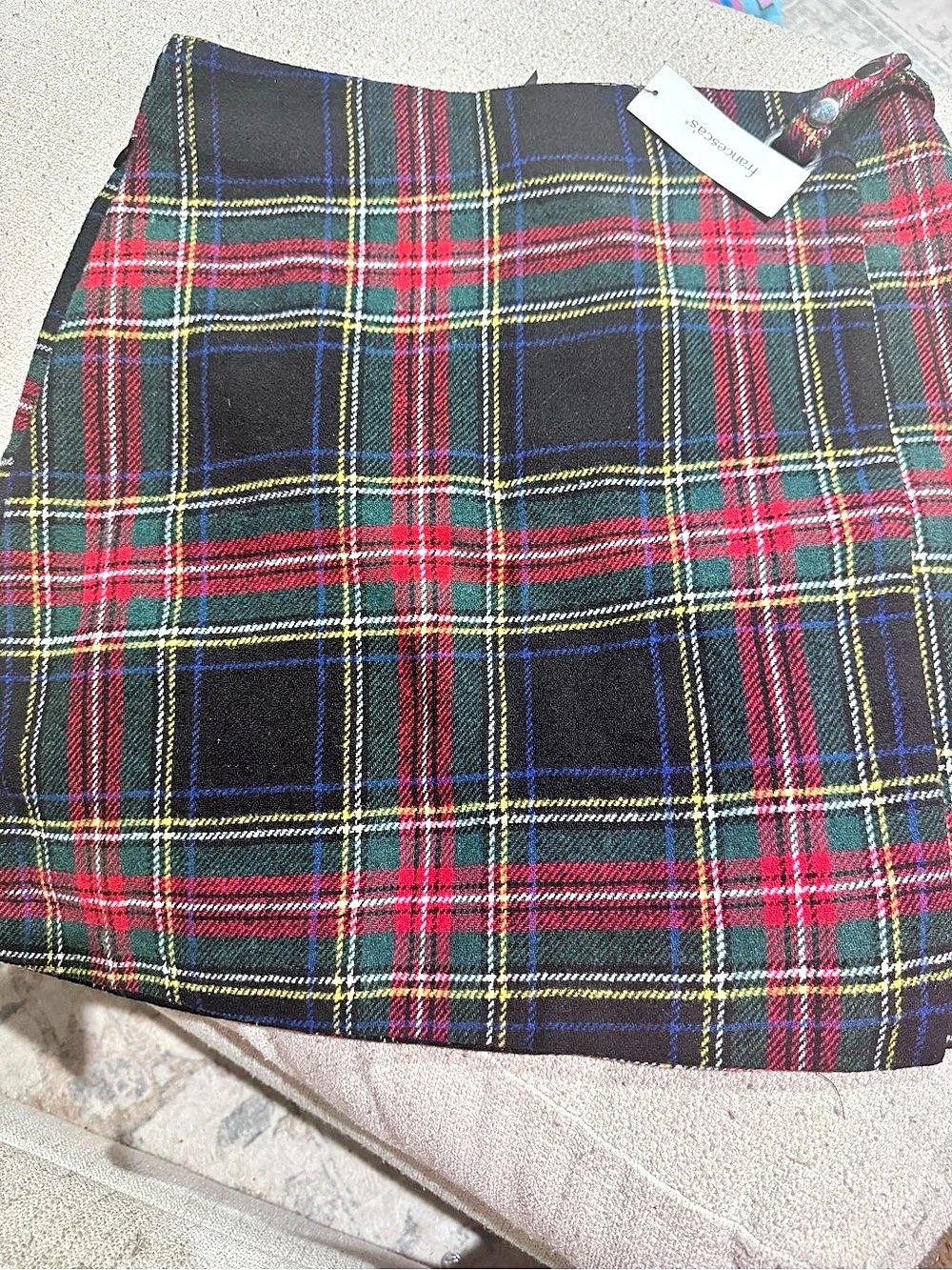 francesca's Plaid Mini Skirt in Black & Red